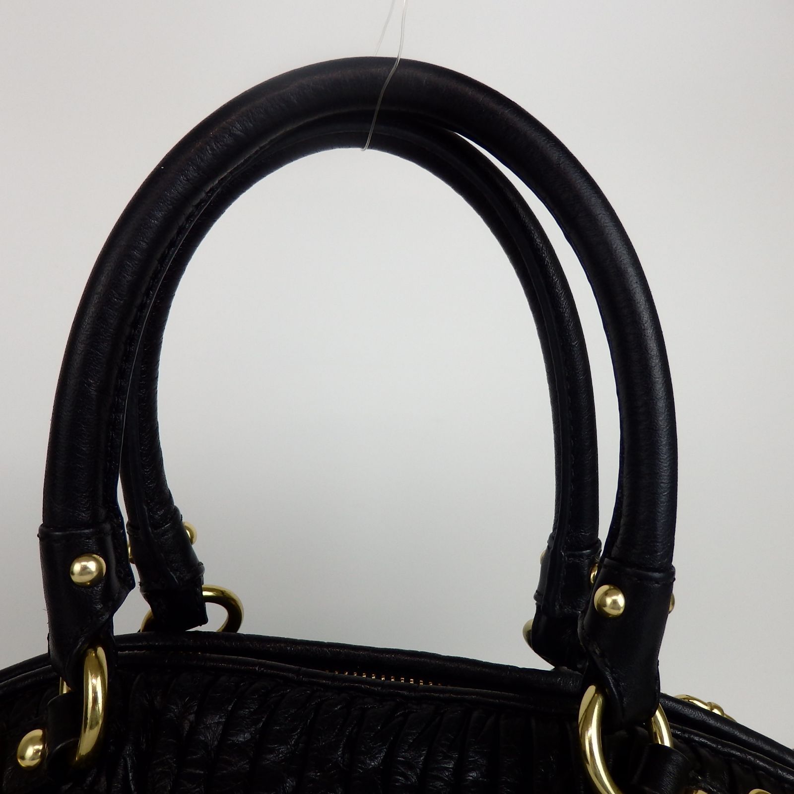 COACH コーチ ギャザード レザー ハンドバッグ ブラック ▪️ COACH コーチ ブラック 黒 レザー ハンドバッグ レディース