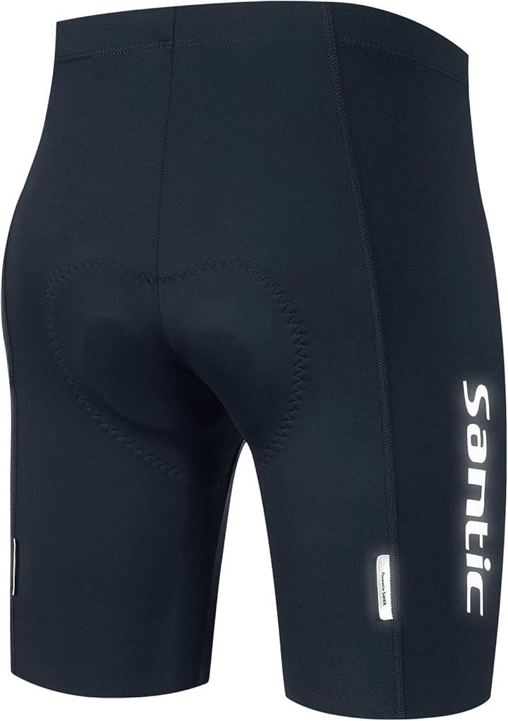 Santic サンティック メンズサイクルパンツ ロードバイク用 パッド付 サイクリングショーツ 快適 春夏 ネイビー XL