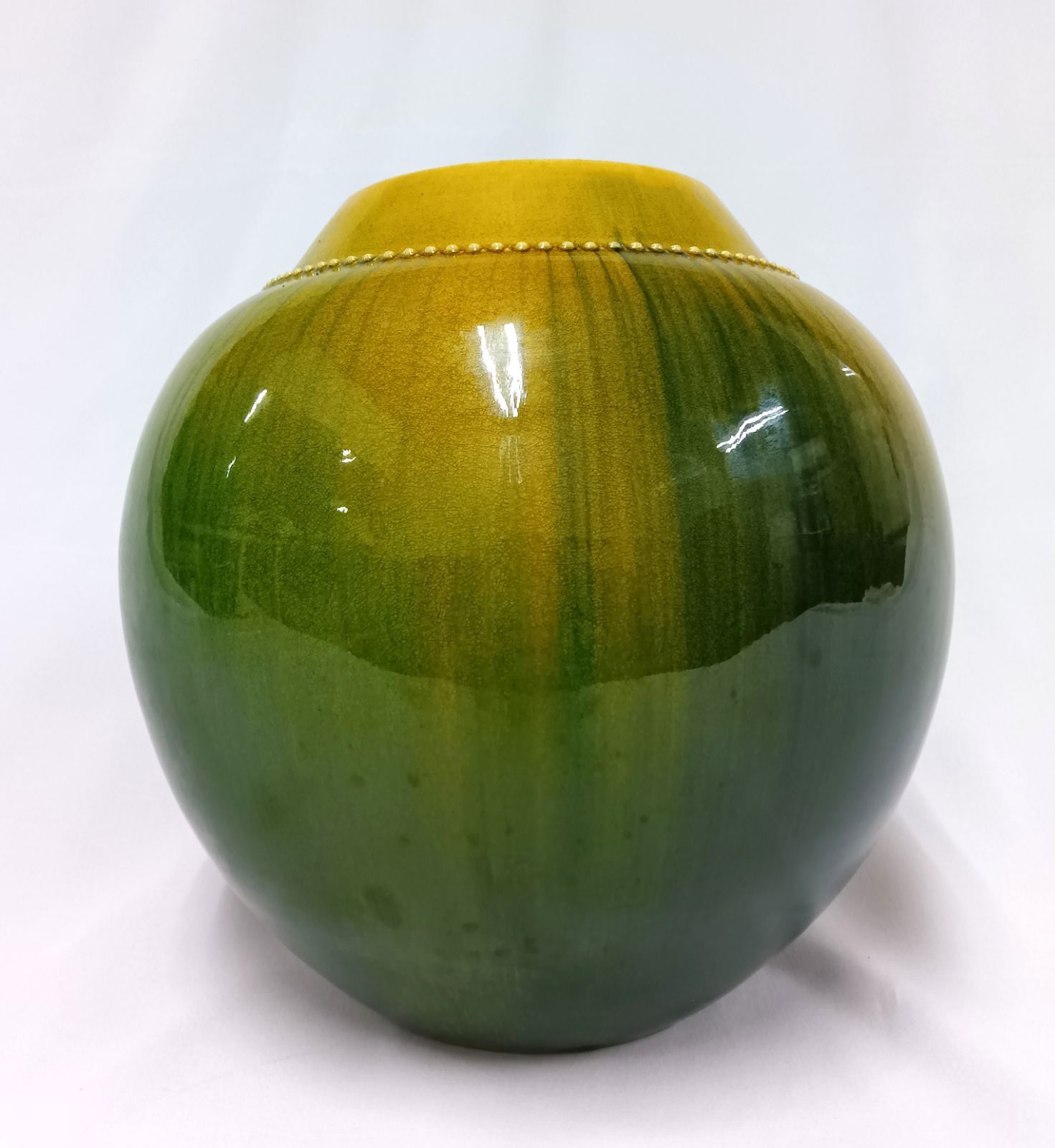 T1922 光洋窯 山崎光洋 嵯峨好 銘：鳳玉 桐竹文花瓶 陶歴