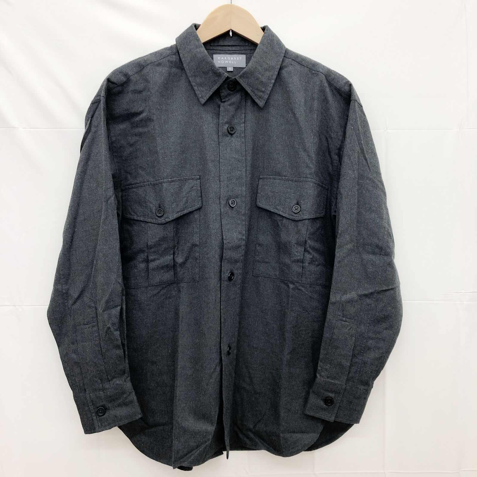 【新品未使用】 MARGARET HOWELL メンズ 長袖シャツ グレー MARGARET HOWELL（マーガレットハウエル） SHIRTING LINEN NO