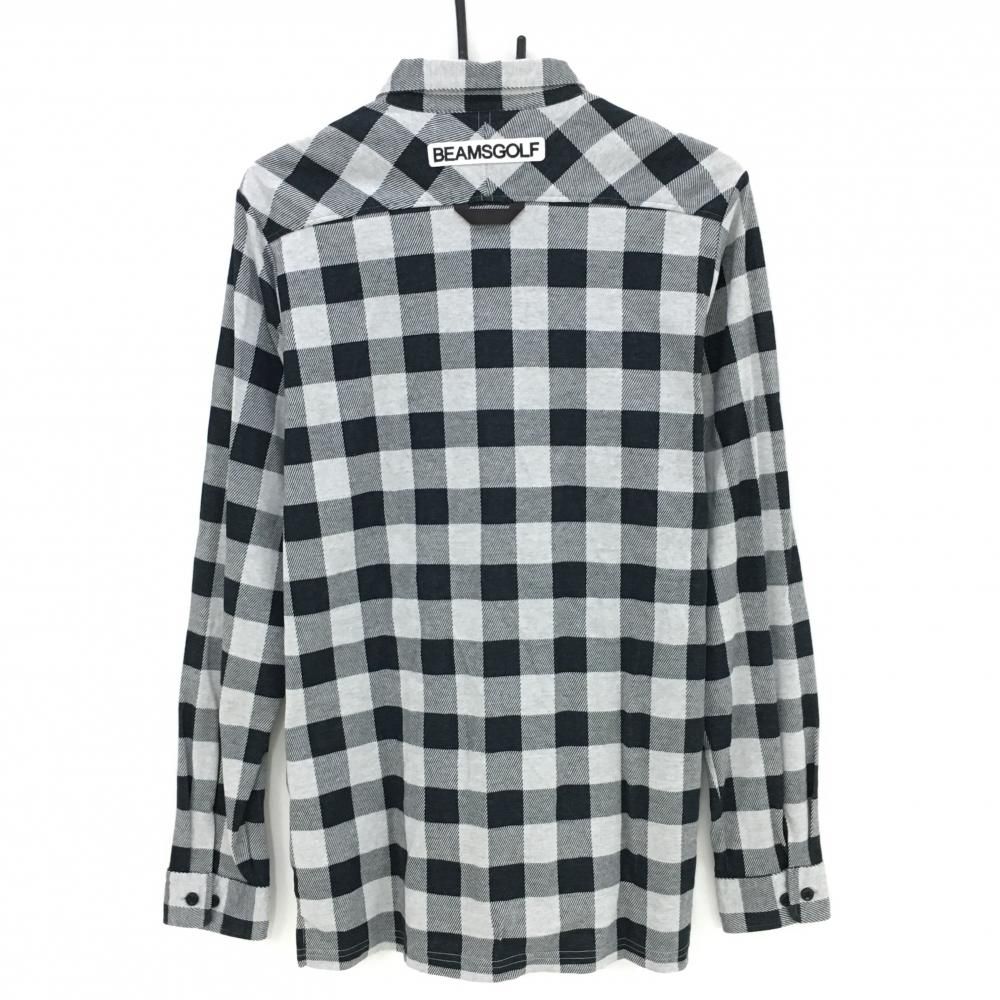 超美品】ビームスゴルフ 長袖ポロシャツ 黒×ライトグレー ギンガム