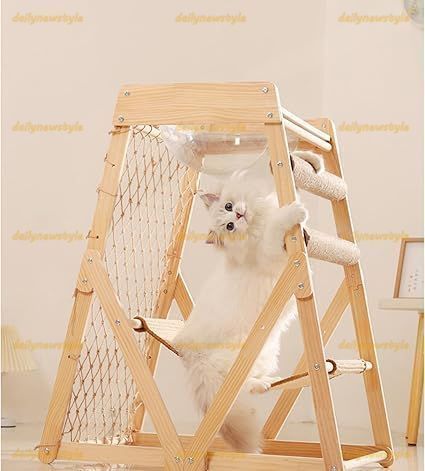 人気推薦◆猫用キャットツリー 木製 猫 キャットタワー 多機能 爪とぎ 爪研ぎポール ボール 網 ハンモック付き 木登り スリム 猫タワー 安