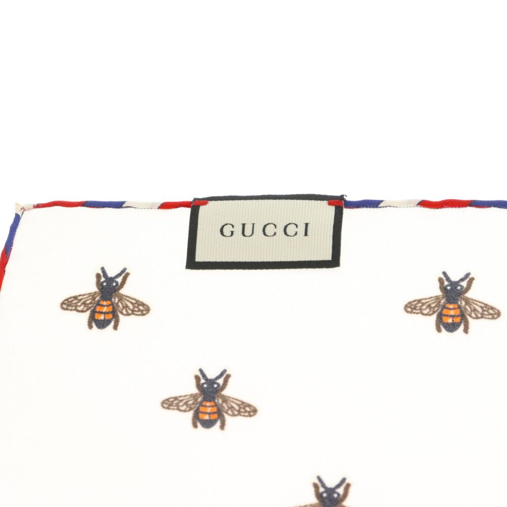 GUCCI グッチ BEE ビープリント シルク スカーフ ホワイト GUCCI (グッチ) BEE ビープリント シルク スカーフ ホワイト - メルカリ