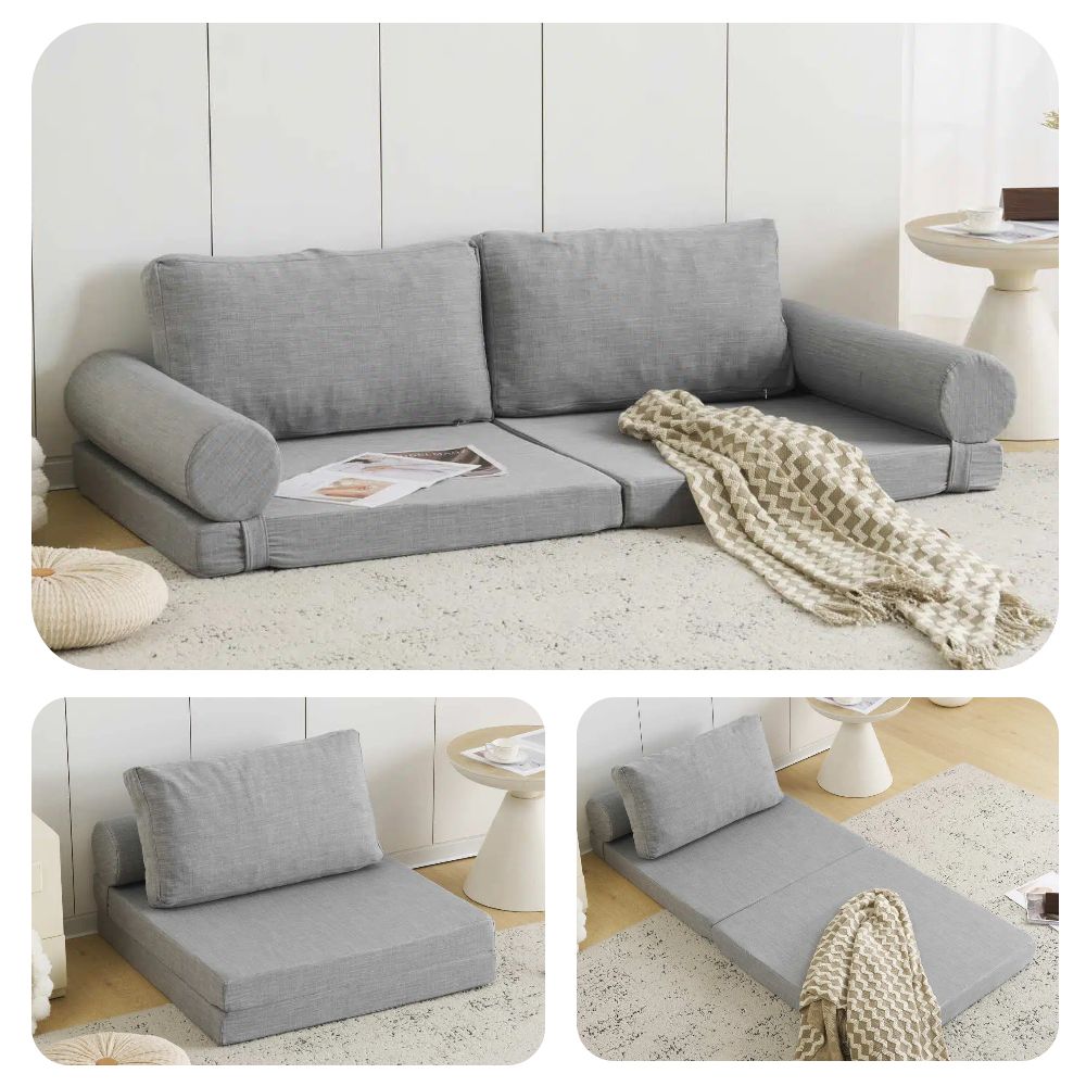 【グレー】2人掛けソファベッド 組立不要 フロアソファ ローソファ 軽いソファー グレー】 2人掛けソファベッド 組立不要 フロアソファ ローソファ 軽い