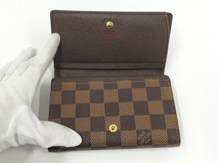 【美品】ルイヴィトン ダミエ トレゾール N61736　二つ折り長財布　ブラウン □ルイ・ヴィトン□ 長財布 ダミエ ポルトフォイユ・トレゾール