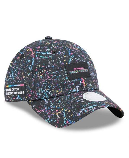 送料無料 ニューエラ レディース 帽子 アクセサリー Women s Black Atlanta Falcons 2025 NFL Crucial Catch Pony Tail Adjustable Hat Black