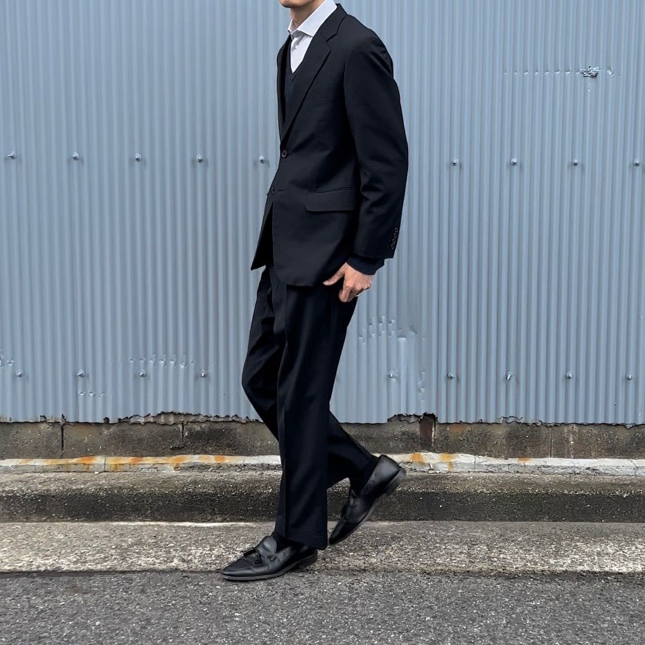 即日発送 ロロピアーナ ウール×モヘア セットアップ ブラックスーツ