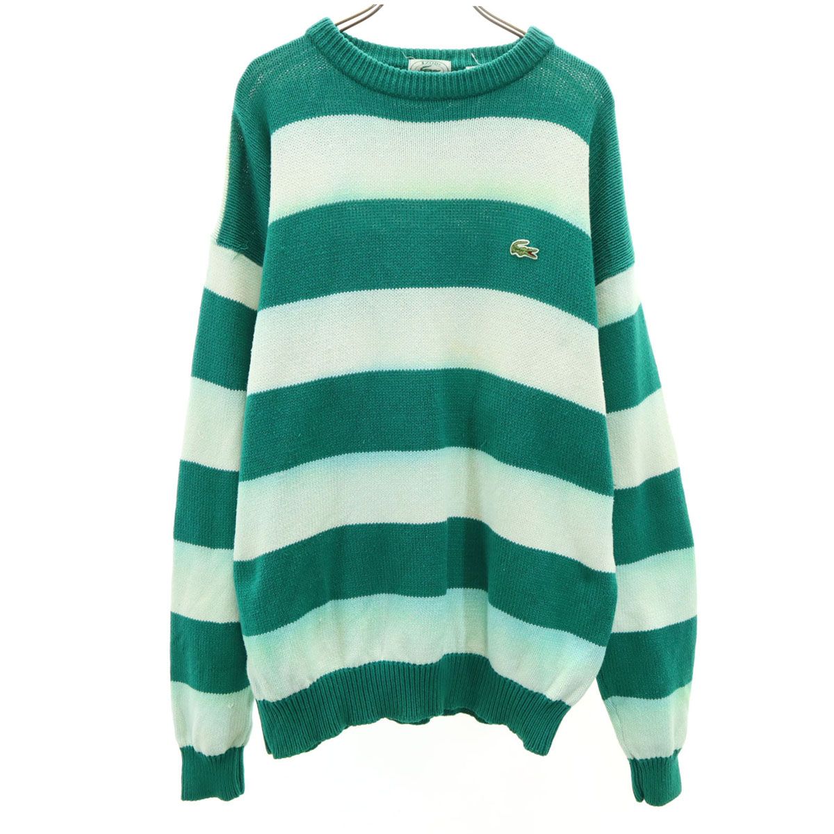 IZOD LACOSTE アイゾッドラコステ 90s オールド ボーダー柄 長袖 セーター L グリーン ニット メンズ 古着