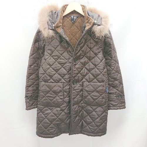 ◇ THE SMOCK SHOP 脱着フード キルティング リアルファー 長袖 コート 
