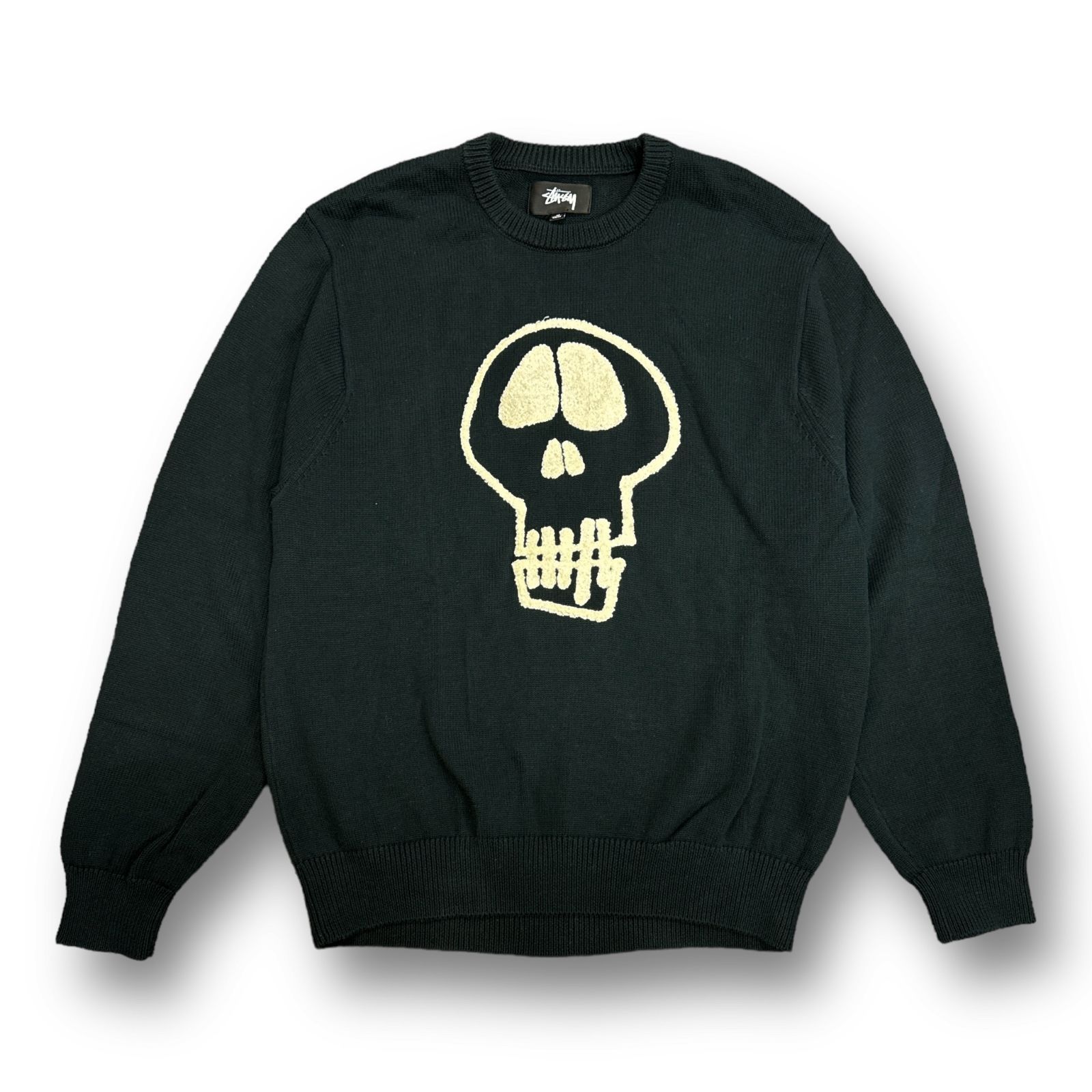 STUSSY 22AW Skull Sweater スカル セーター クルーネック ニット ステューシー 117154 ブラック M 63581A -  メルカリ