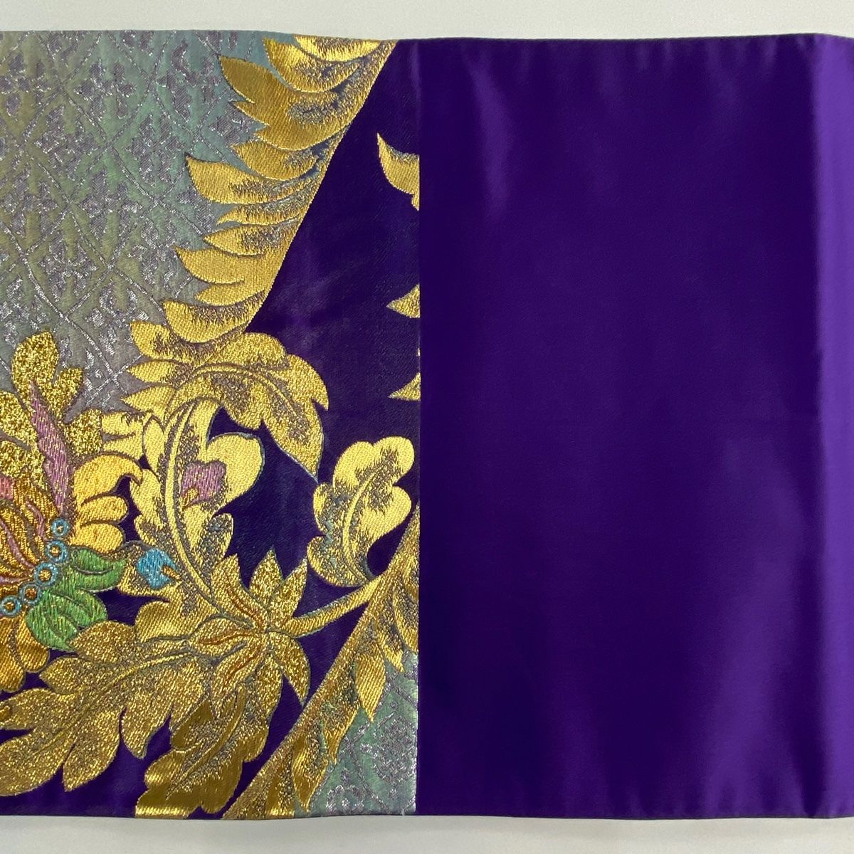 袋帯 美品 秀品 振袖向き 草花 箔 紫 六通 正絹 【中古】 - メルカリ