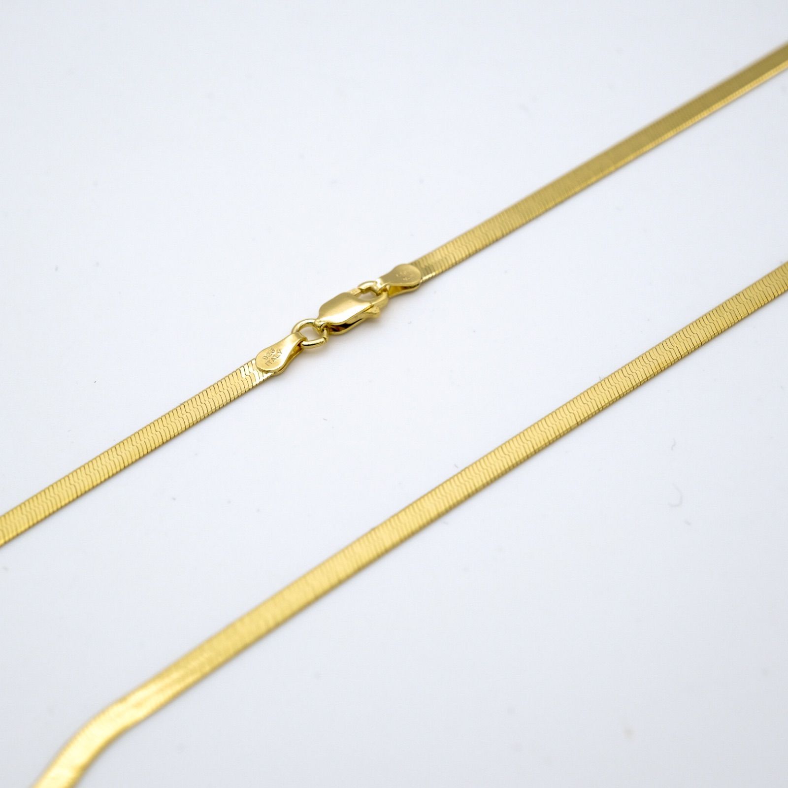 14k・シルバー925・45cm幅3.2ｍｍヘリンボーン・チエーンネックレス 14k・シルバー925・45cm幅3.2mmシンヘリンボーン・チエーン