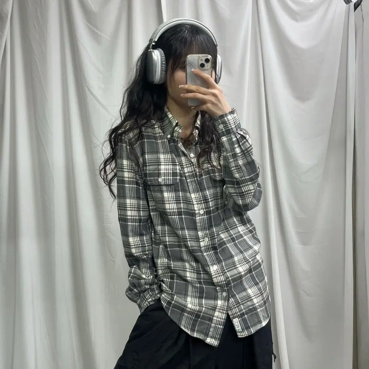 ポロ グレー チェック シャツ