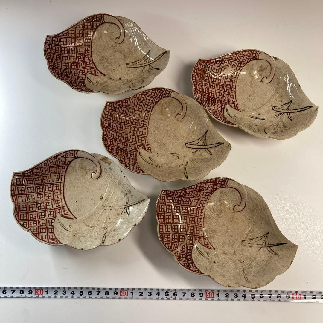 江戸初期 粟田焼 向付5客 幅16.6㎝ 本Y5-0515☆トサカオ - メルカリ