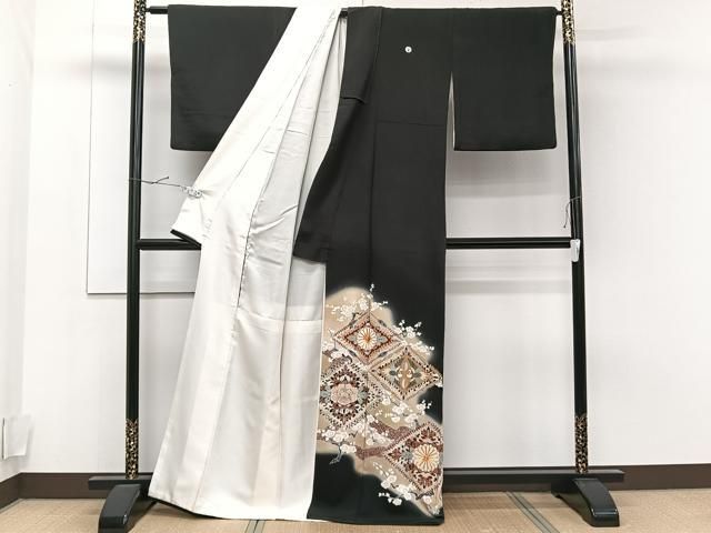 平和屋着物●上質なお召　アンサンブル　格子柄　正絹　逸品　CAAS8647vf 平和屋着物○上質なお召 アンサンブル 格子柄 正絹 逸品 CAAS8647vf