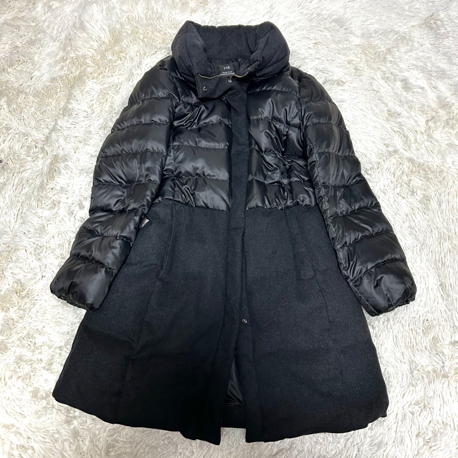 極美品 23区 ダウンコート ロングダウンジャケット カシミヤ混 ウール 
