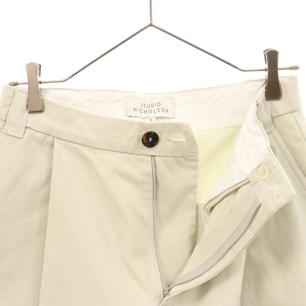 スタジオニコルソン 2タック ワイドパンツ ピーチコットンツイル チノ
