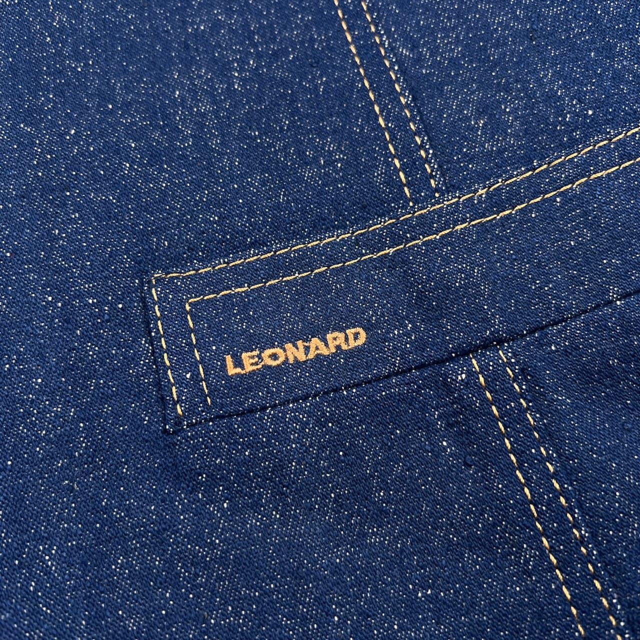 絹100% LEONARD レオナール 金ボタン シルク デニム 1B テーラード