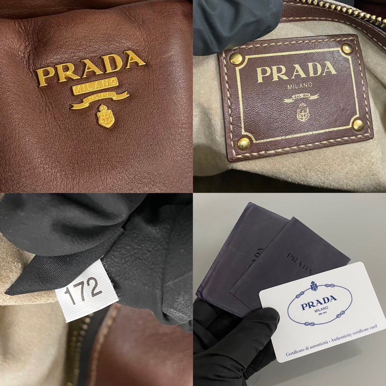 美品 袋 カード付 PRADA プラダ ロゴ 金具 レザー 本革 2way