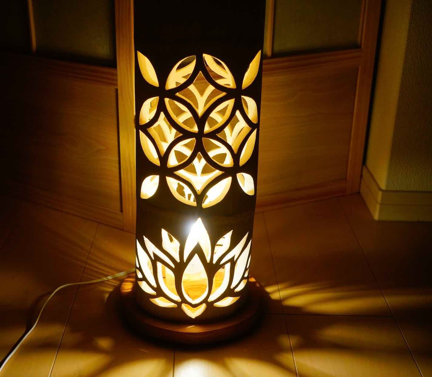 ◇全面彫◇竹灯り・竹あかり・竹灯籠 ～～ 癒しの灯り ☆光長槍  