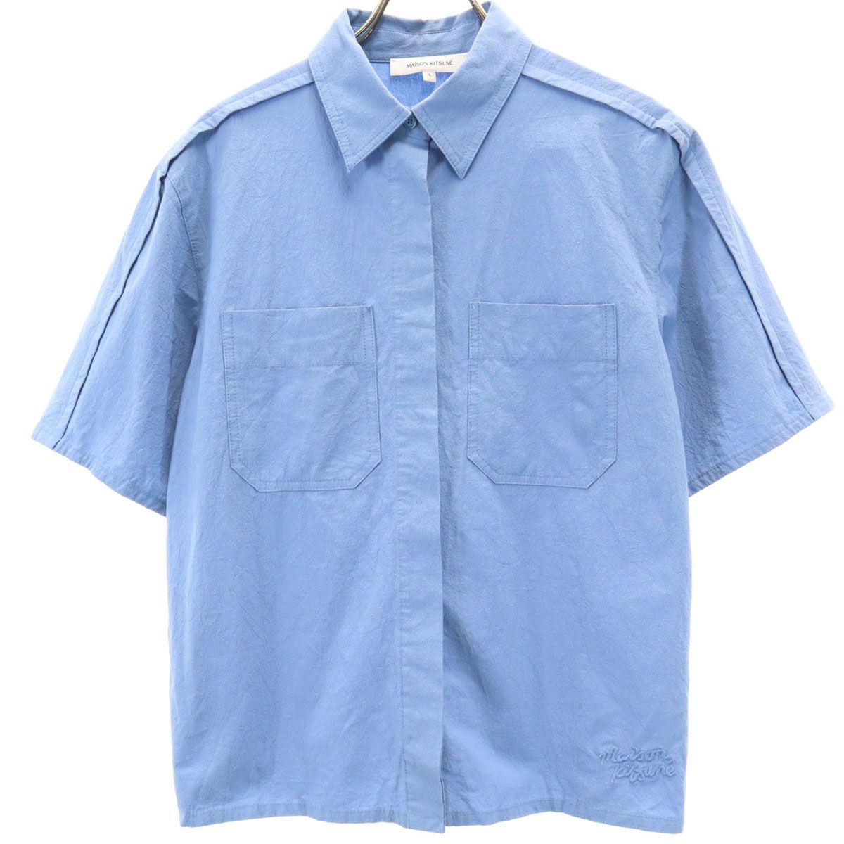 MAISON KITSUNÉ 半袖シャツ Sサイズ MAISON KITSUNE メゾンキツネ 半袖 シャツ S ブルー レディース