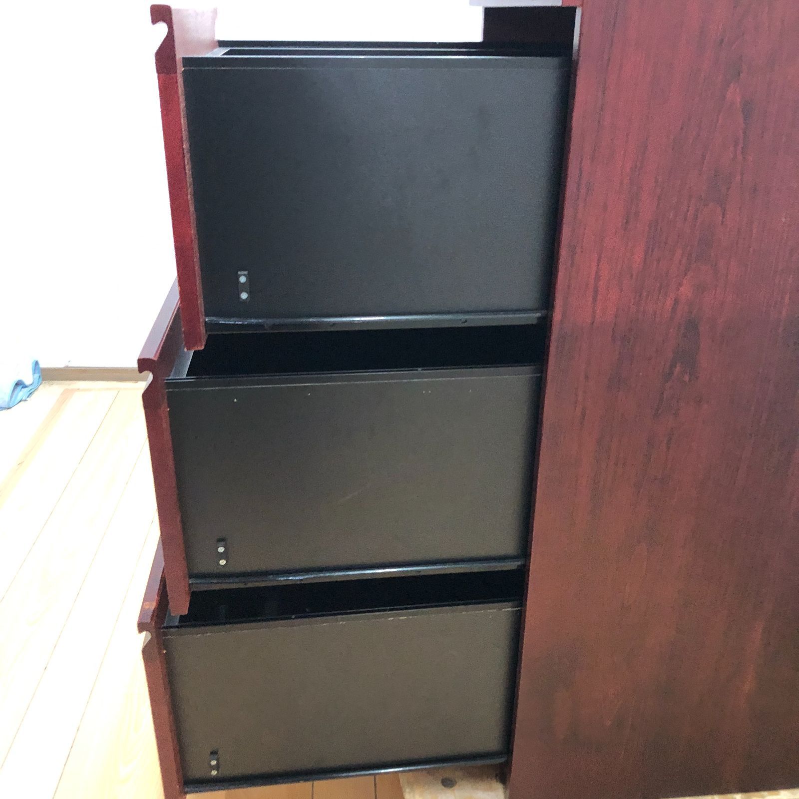 Workspace 木製 3段ファイルキャビネット 鍵付き 書類棚