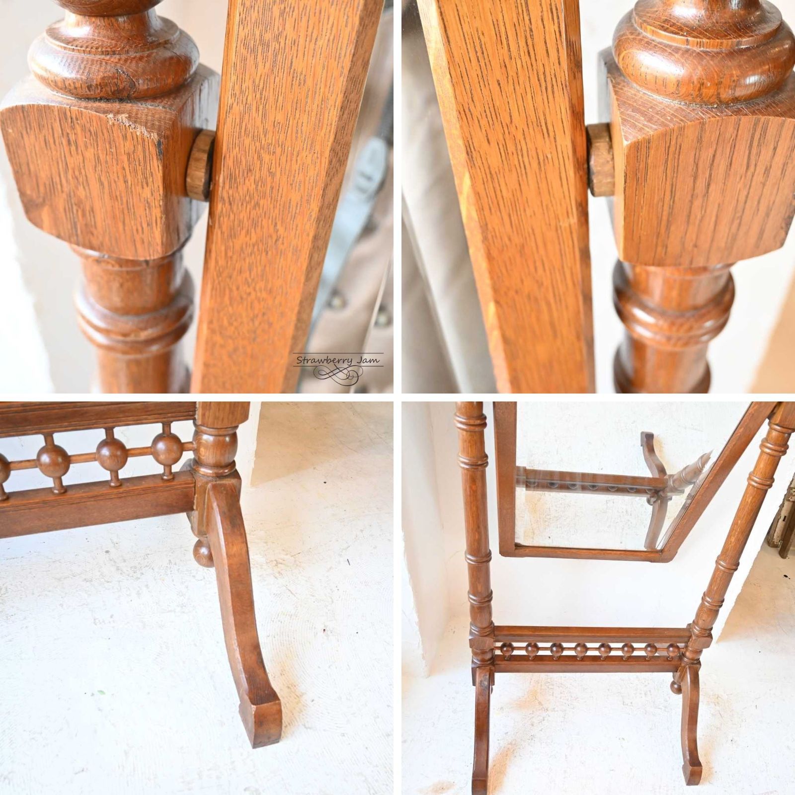 IFU-398 フランスアンティーク ミラー 姿見 全身鏡 スタンドミラー