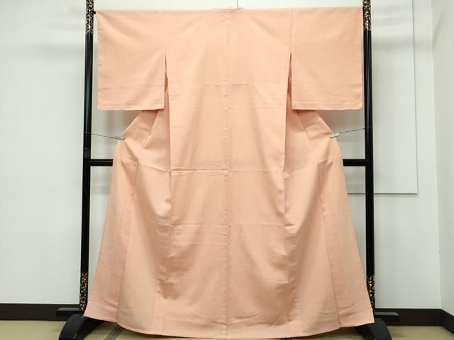 平和屋本店▽極上　白鷹お召　単衣　色無地　洒落柿色　小松紀夫作　証紙付き　逸品　未使用　CZAA3102s5 平和屋本店▽極上 白鷹お召 単衣 色無地 洒落柿色 小松紀夫作 証紙付き