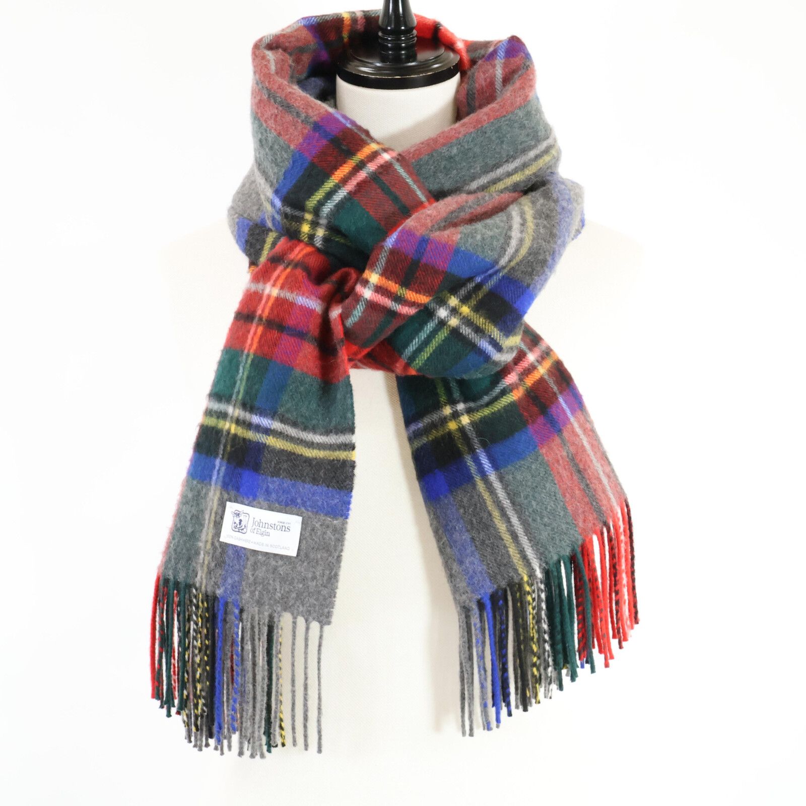 超美品　Johnstons　大判　チェック Johnstons of Elgin ジョンストンズ カシミア 大判 ストール