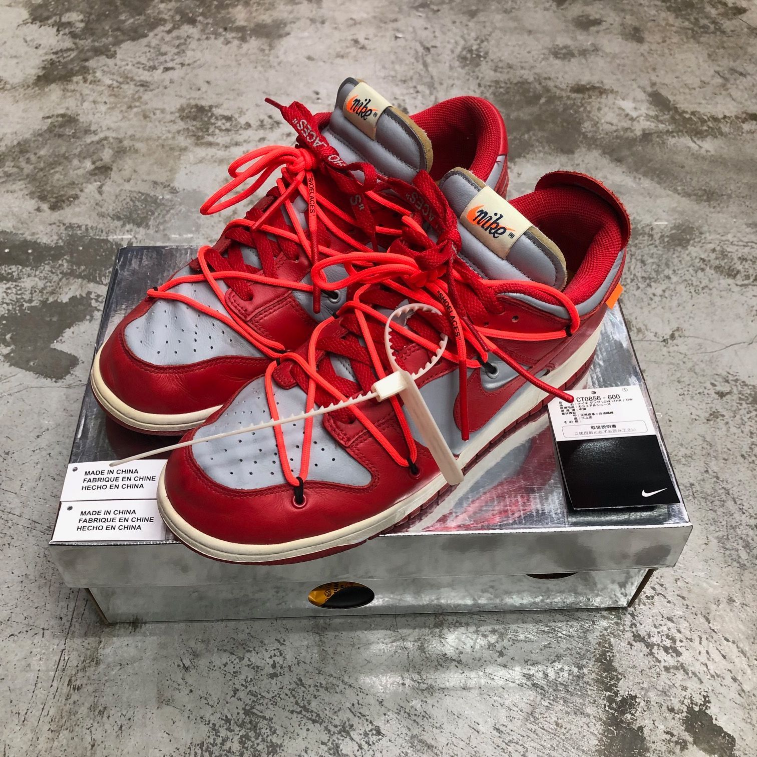 国内正規 Off-White Nike Dunk Low University Red CT0856-600 コラボ 