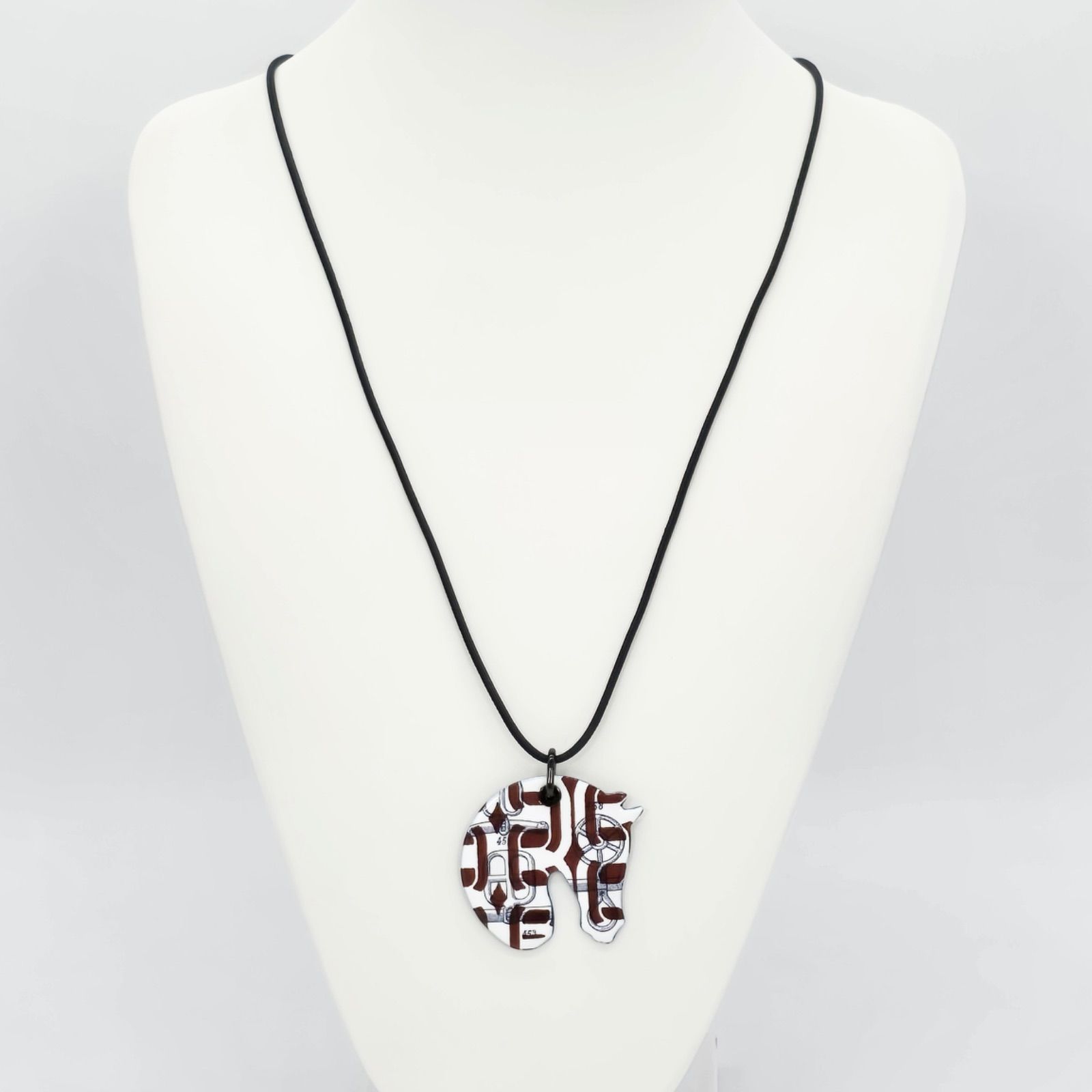 HERMES エルメス タッタソール PM ネックレス ホースモチーフ エナメル  