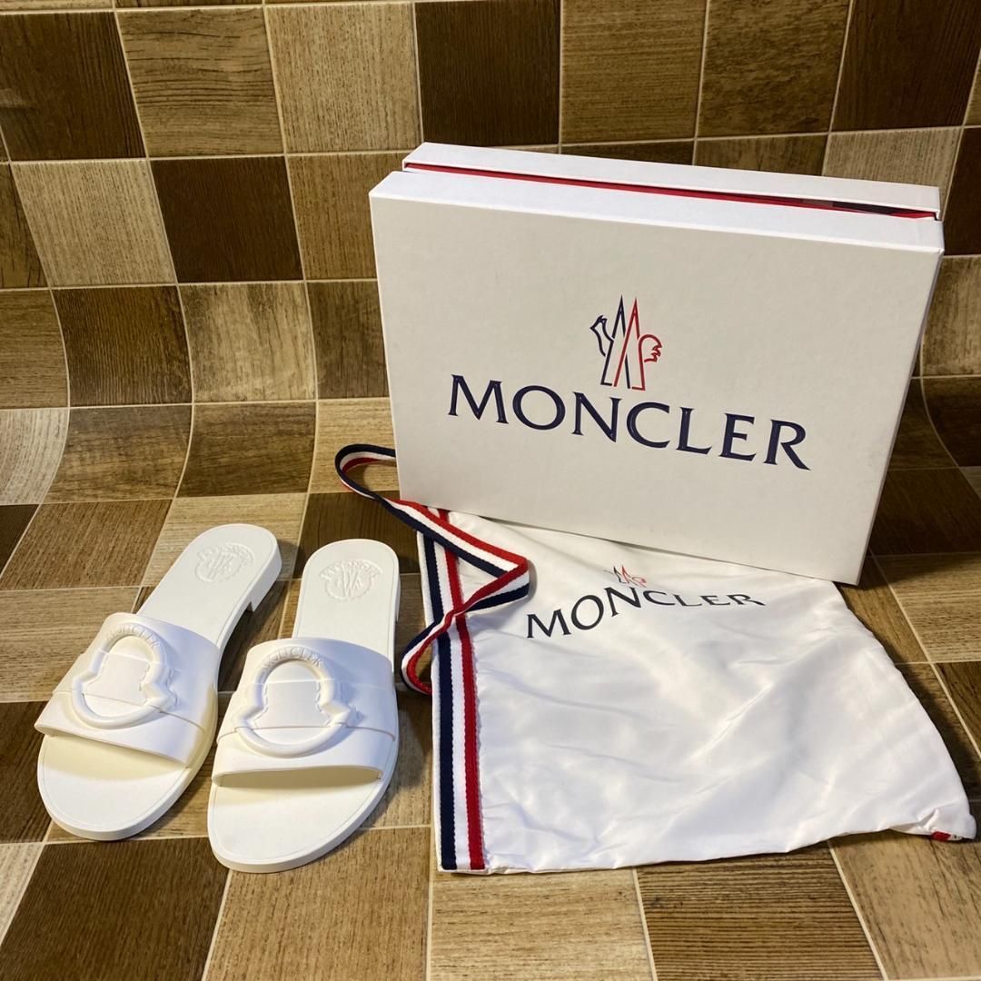 MONCLER ホワイト スライドサンダル 箱付き 未使用 MONCLER モンクレール ラバーサンダル 37サイズ ホワイト