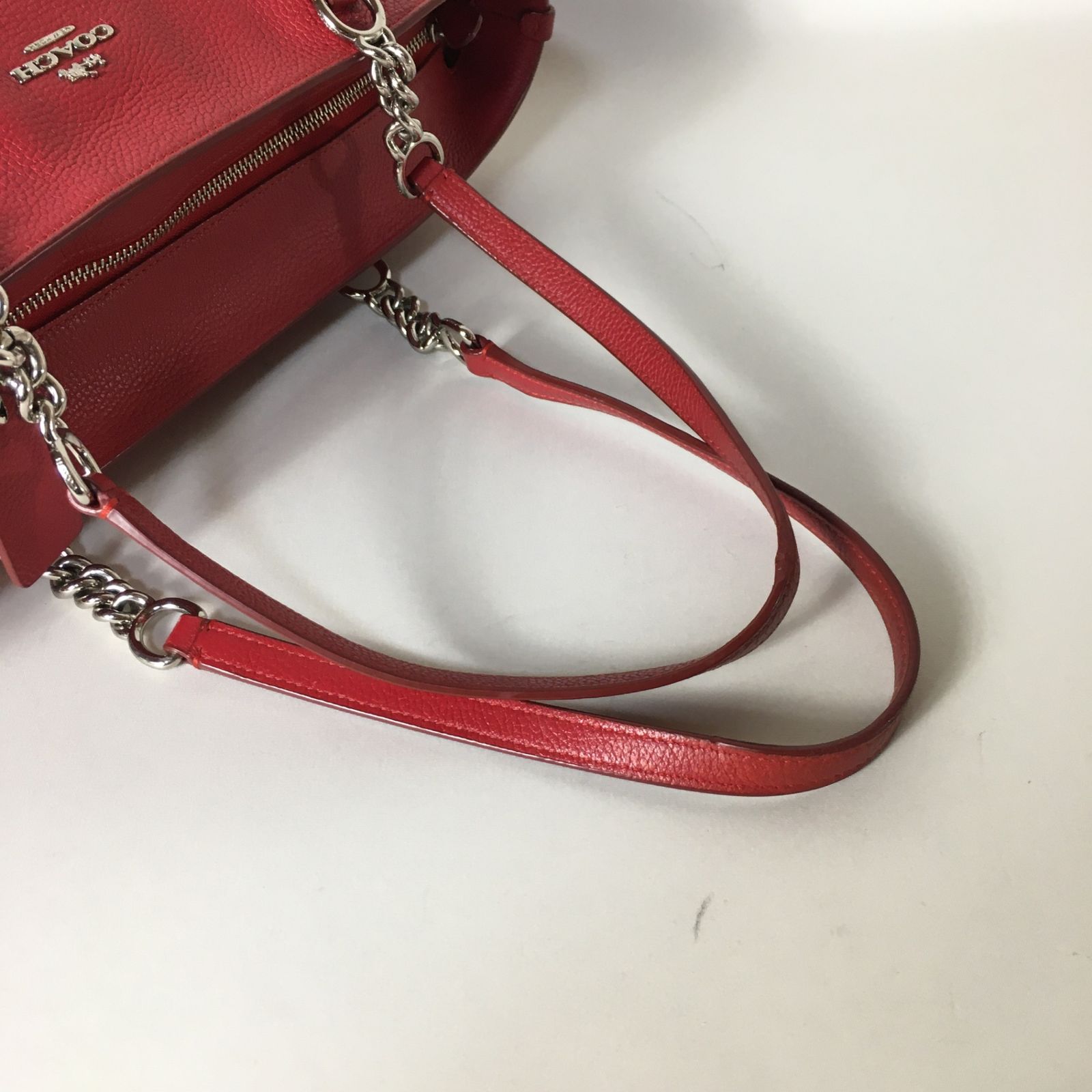 2505-309｜コーチ トートバッグ レザー レッド チェーン