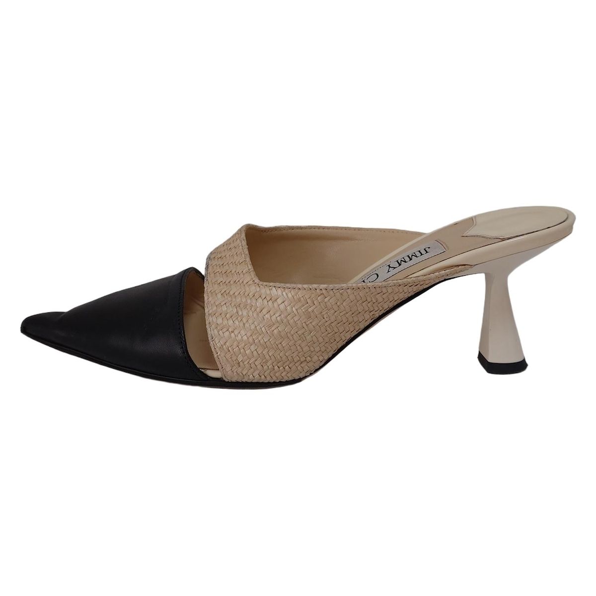 FAYENCE SANDAL | パール付き Black スムースレザー・フラット
