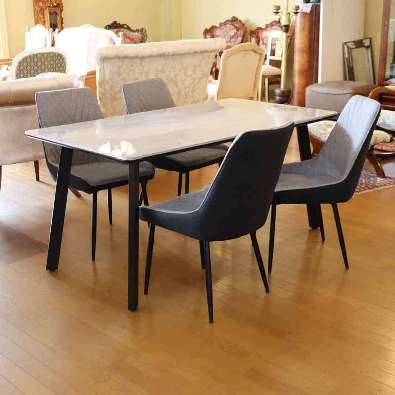 ダイニング5点セット 150cmセラミック テーブルセット グレー - メルカリ