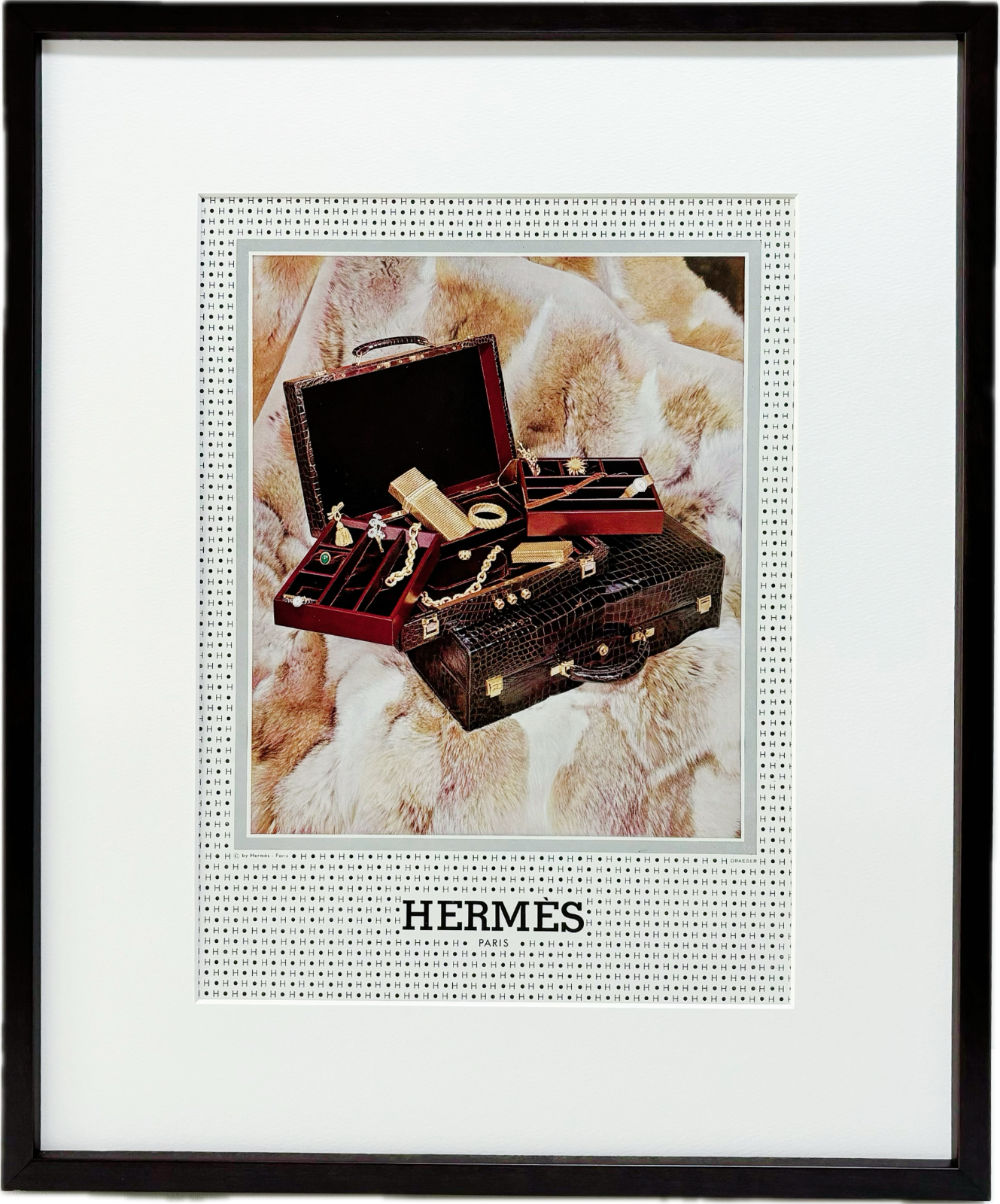 ＜1960年代 広告＞HERMES エルメス ポスター ヴィンテージ アートポスター フレーム付き 額縁 インテリア モダン おしゃれ かわいい 壁掛け ポップ  レトロ