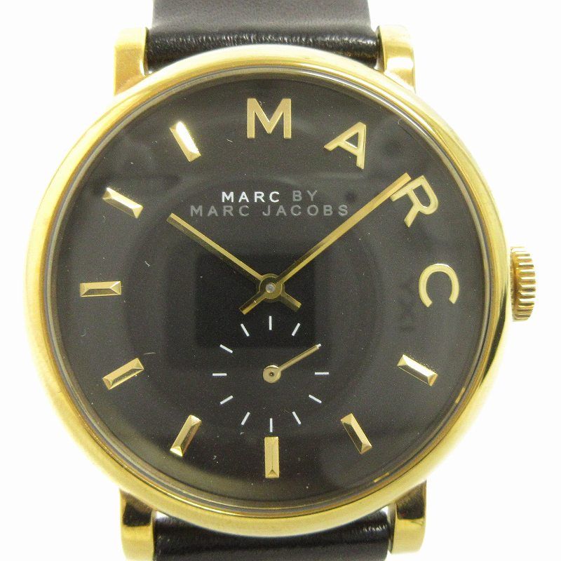 マークバイマークジェイコブス MARC by MARC JACOBS 腕時計 アナログ クオーツ レザー MBM1269 ゴールドカラー 黒 ブラック  ウォッチ ■SM1