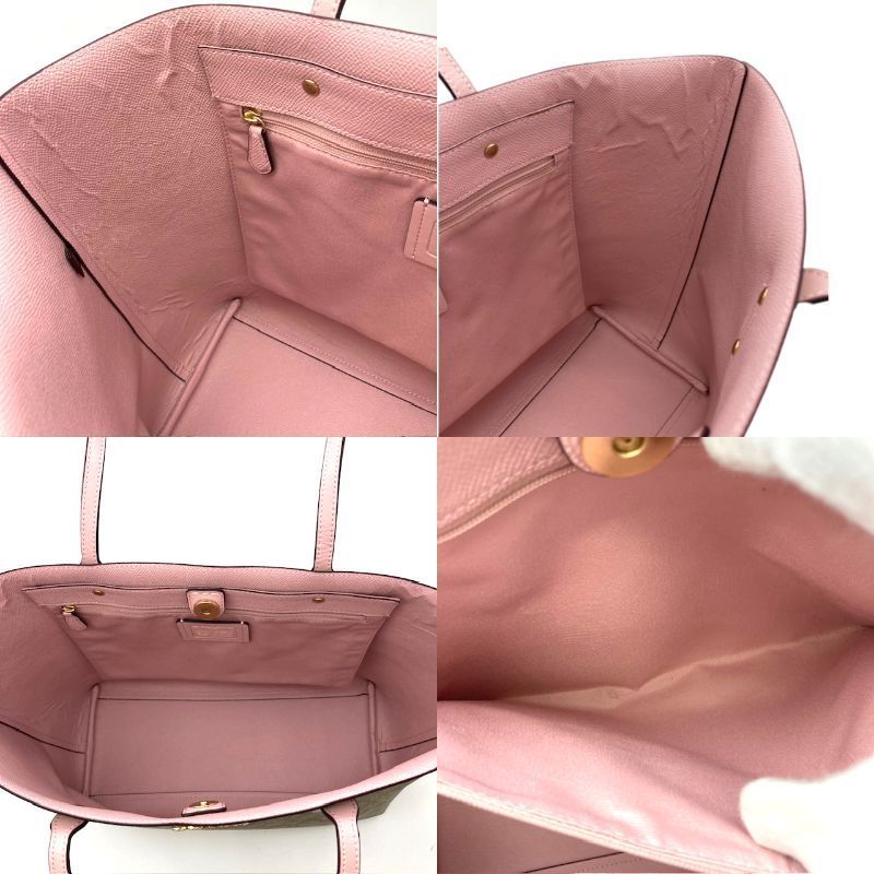COACH コーチ トートバッグ 76636 シグネチャー ピンク ベージュ