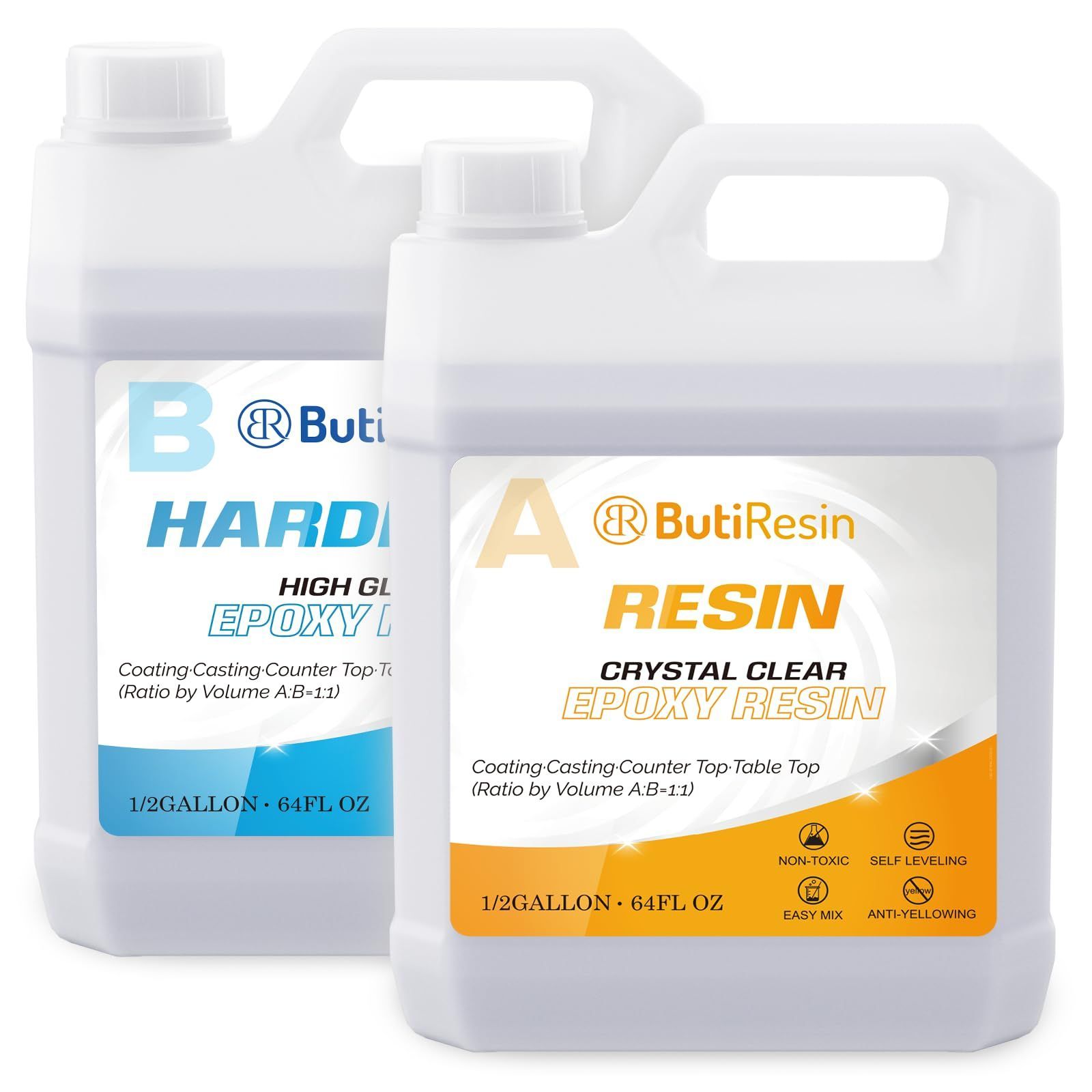 セール ButiResin エポキシ樹脂 二液性レジン液 大容量 1 gallon|4.3 kg エポキシレジン 2液性レジン液 ハードタイプ セルフレベリング 各種DIY用 epoxy resin