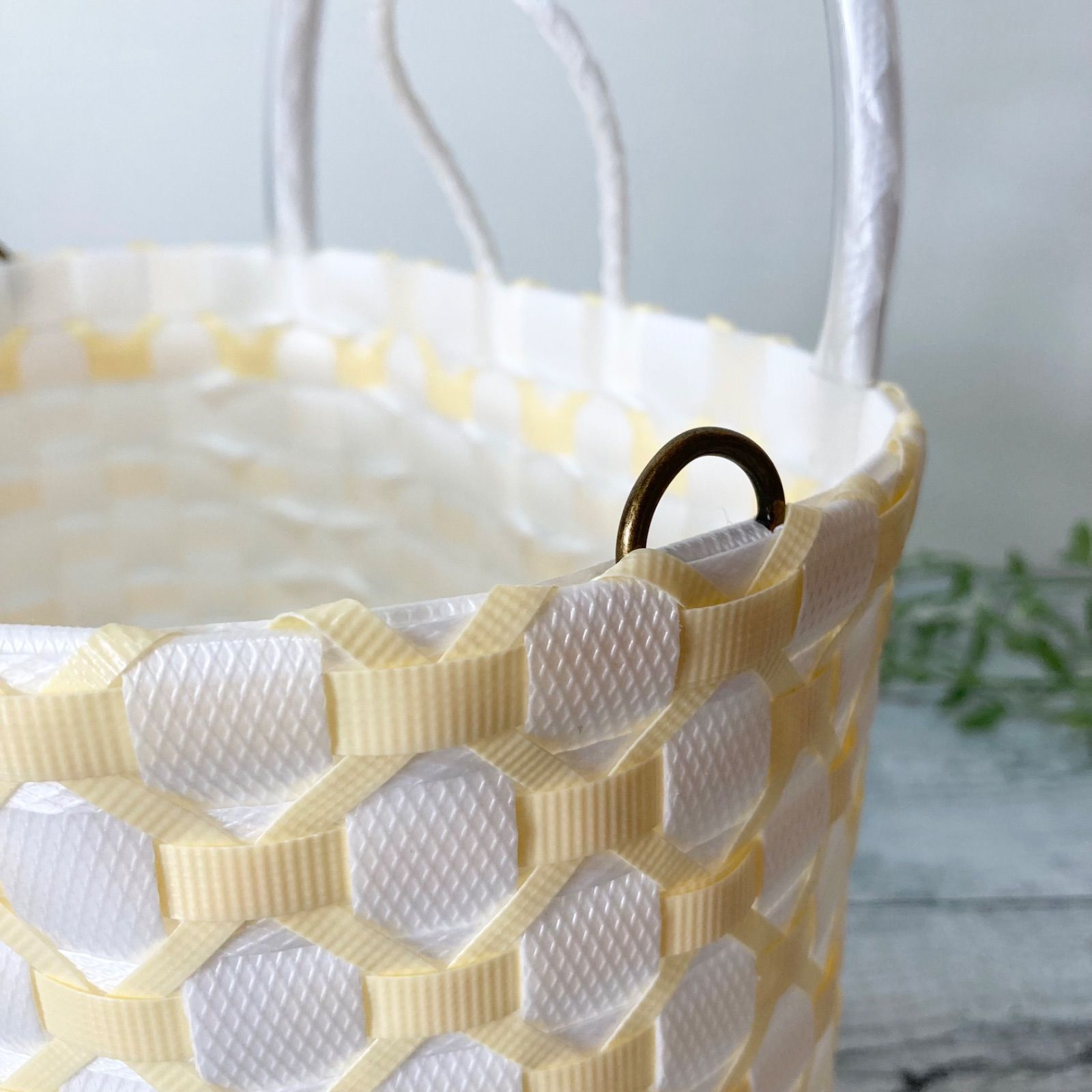 プラかごバッグ Sサイズ パステル イエロー 2way プラカゴ