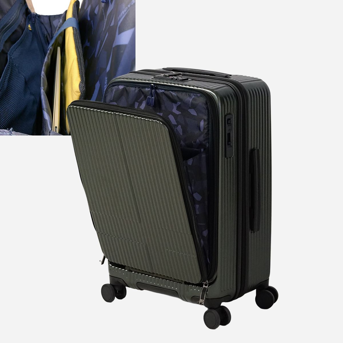 メーカー 2年保証 イノベーター スーツケース 55L Mサイズ 中型 軽量 静音 フロントオープン ストッパー付き キャリーケース INNOVATOR INV155 ココア KARIMZIABAT_FR