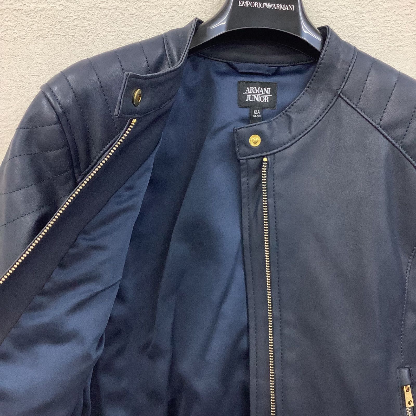 ARMANI JUNIOR アルマーニ ライダースジャケット 12A/152 ネイビー 紺