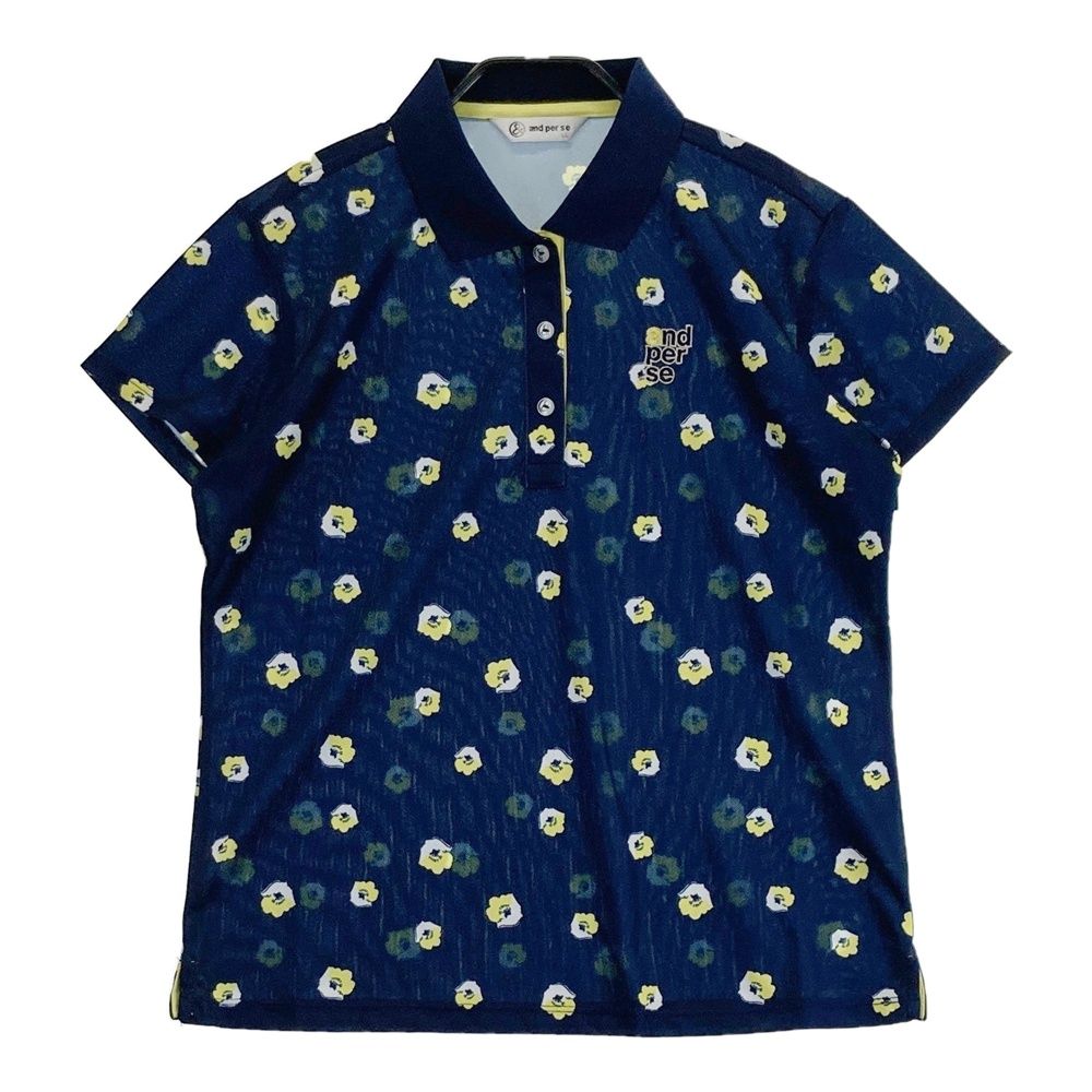 楽天市場】AND PER SE アンパスィ 半袖ポロシャツ 花 総柄 ブルー系 M