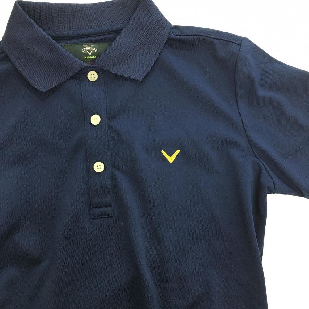 超美品】キャロウェイ 半袖ポロシャツ ネイビー ロゴゴールド