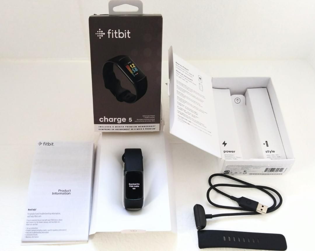 美品】fitbit Charge 5ブラック／グラファイト ステンレススチール