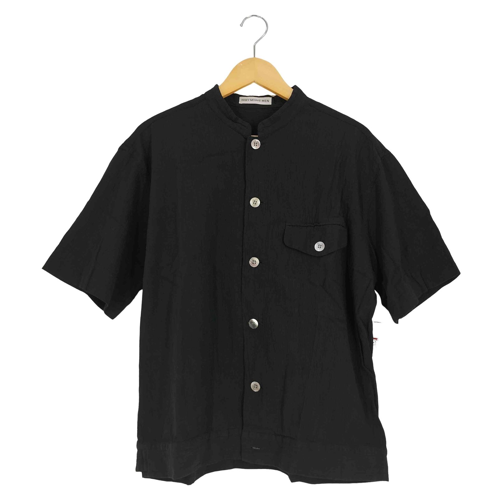 イッセイミヤケメン 筆タグ 80s アーカイブ 左右非対称 バンドカラー