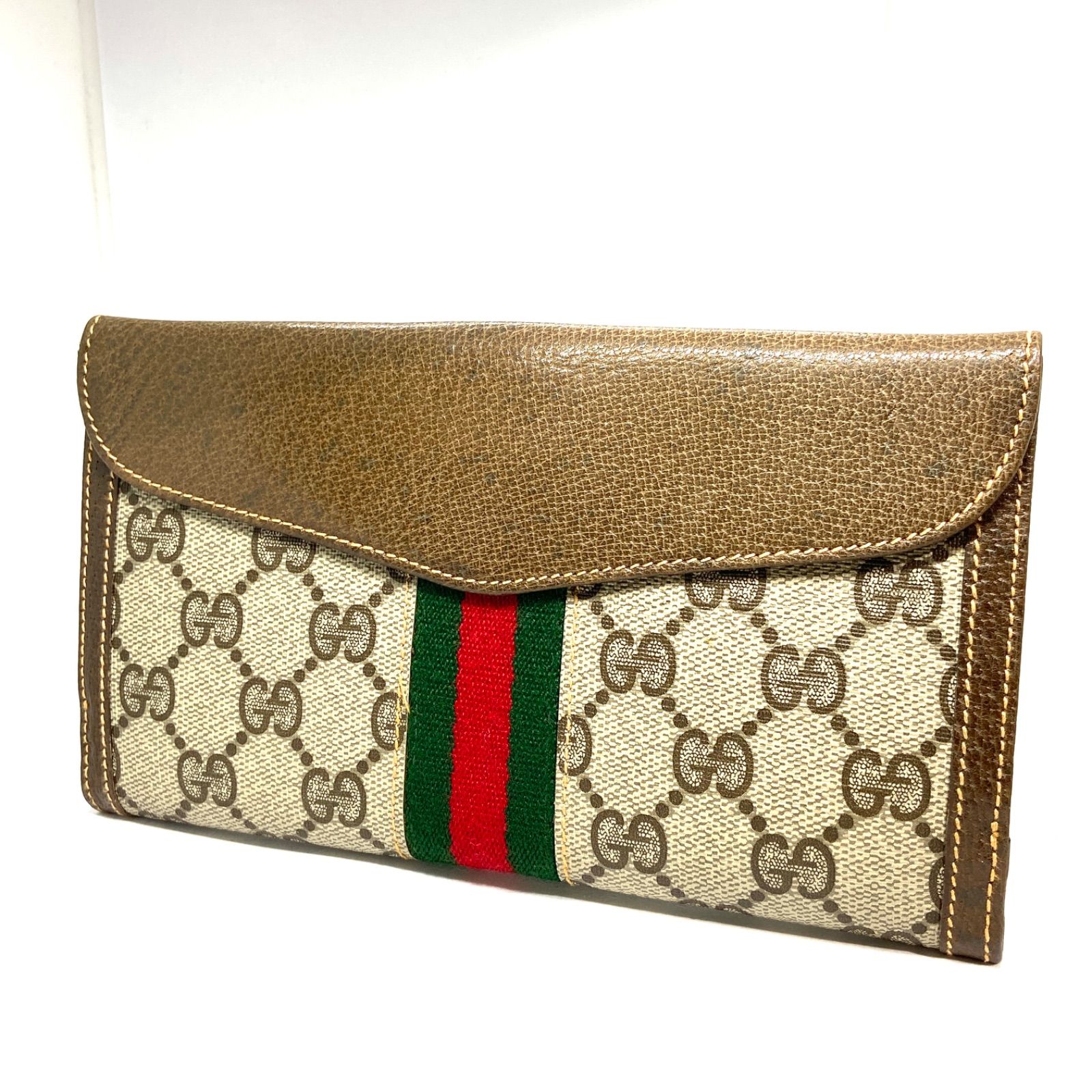 GUCCI グッチ オールドグッチ シェリーライン レザー 長財布 ブラウン 2326 GUCCI オールドグッチ GGプラス シェリーライン 長財布