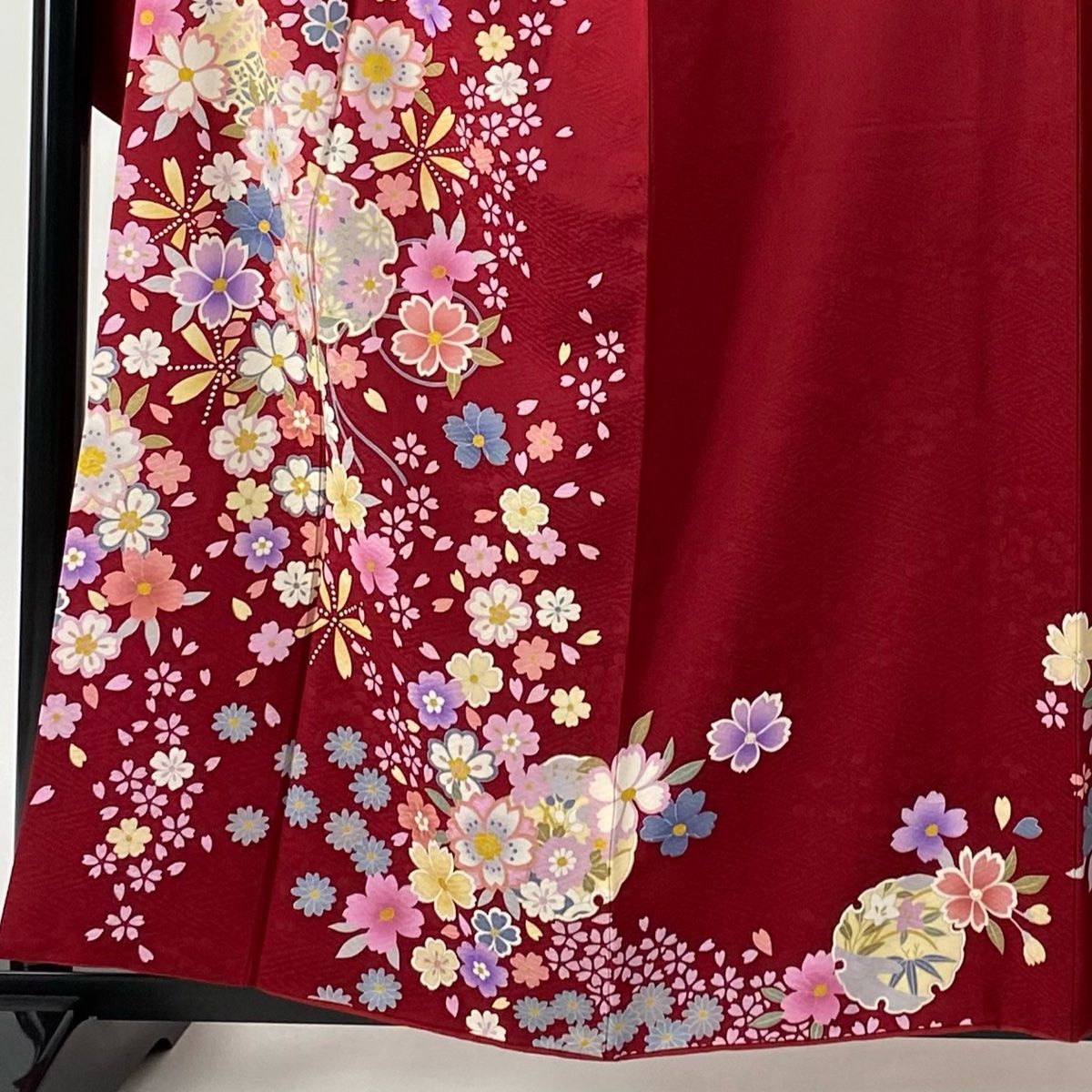 振袖 身丈159cm 裄丈69cm L 袷 袋帯フルセット 雪輪 草花 金彩 ぼかし