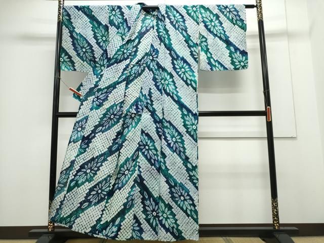 平和屋着物∴夏物 浴衣 有松鳴海絞り 変わり斜線菊文 綿 CAAY4613ng