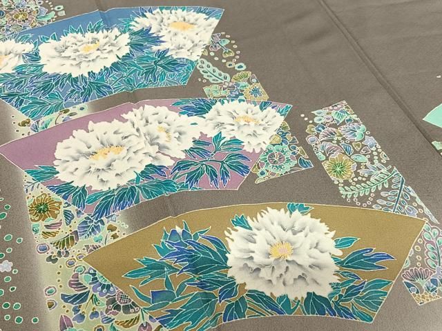 平和屋着物●本場加賀友禅作家　杉浦伸　色留袖　地紙横段花文　暈し染め　正絹　逸品　AAAU8141zg 平和屋着物○本場加賀友禅作家 杉浦伸 色留袖 地紙横段花文 暈し染め